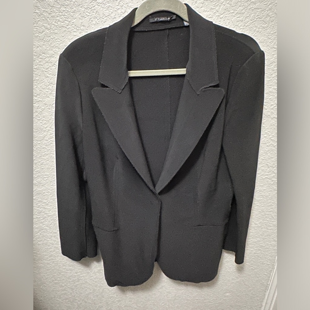 Tahari Raw Edge Black Blazer - Size 10